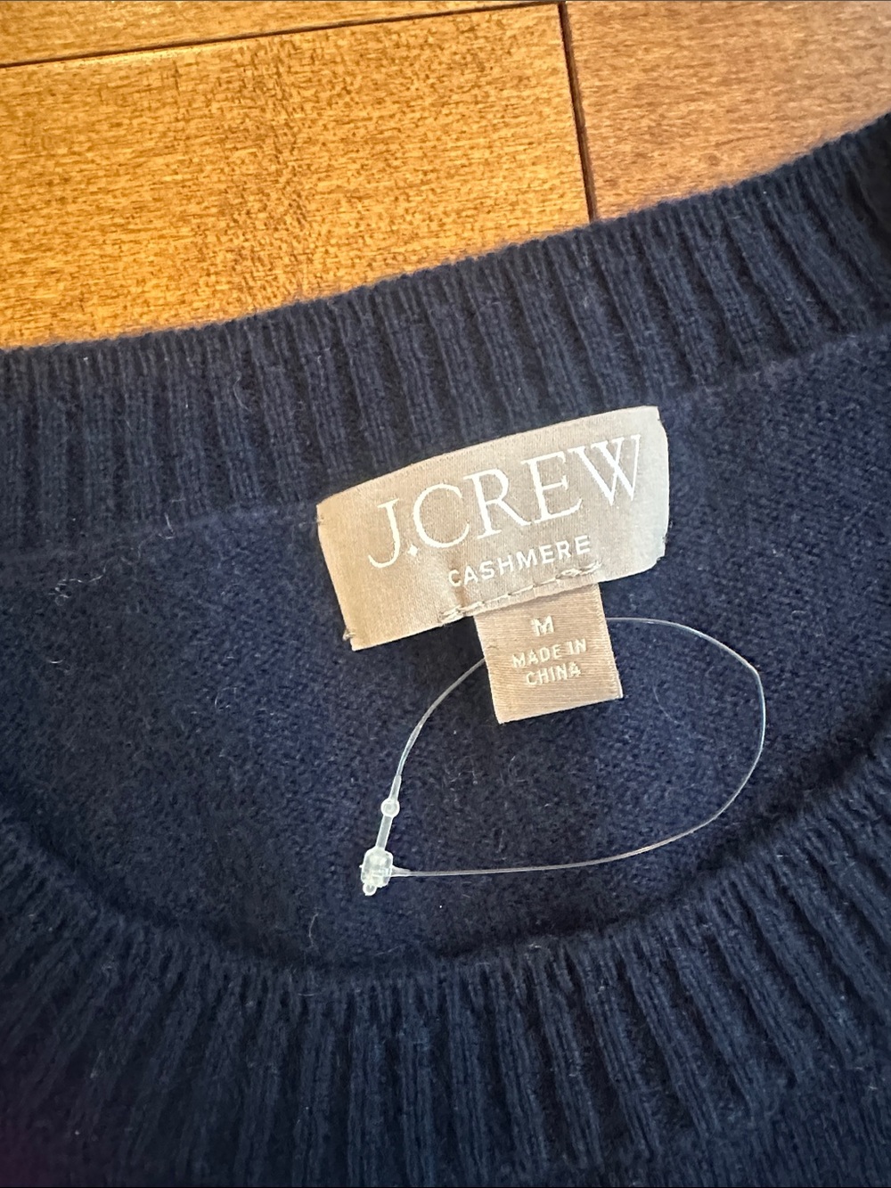 J. Crew Navy Crewneck Sweater with Bright Pink Heart Pattern - Picture 2 of 2
